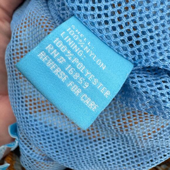 J McLaughlin Swim Trunks Mens Large Orange Gray Floral Mesh Lined + Pockets - Picture 7 of 9